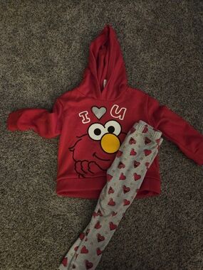 Sesame Street Red Elmo Graphic Hoodie with Silver Heart Detail